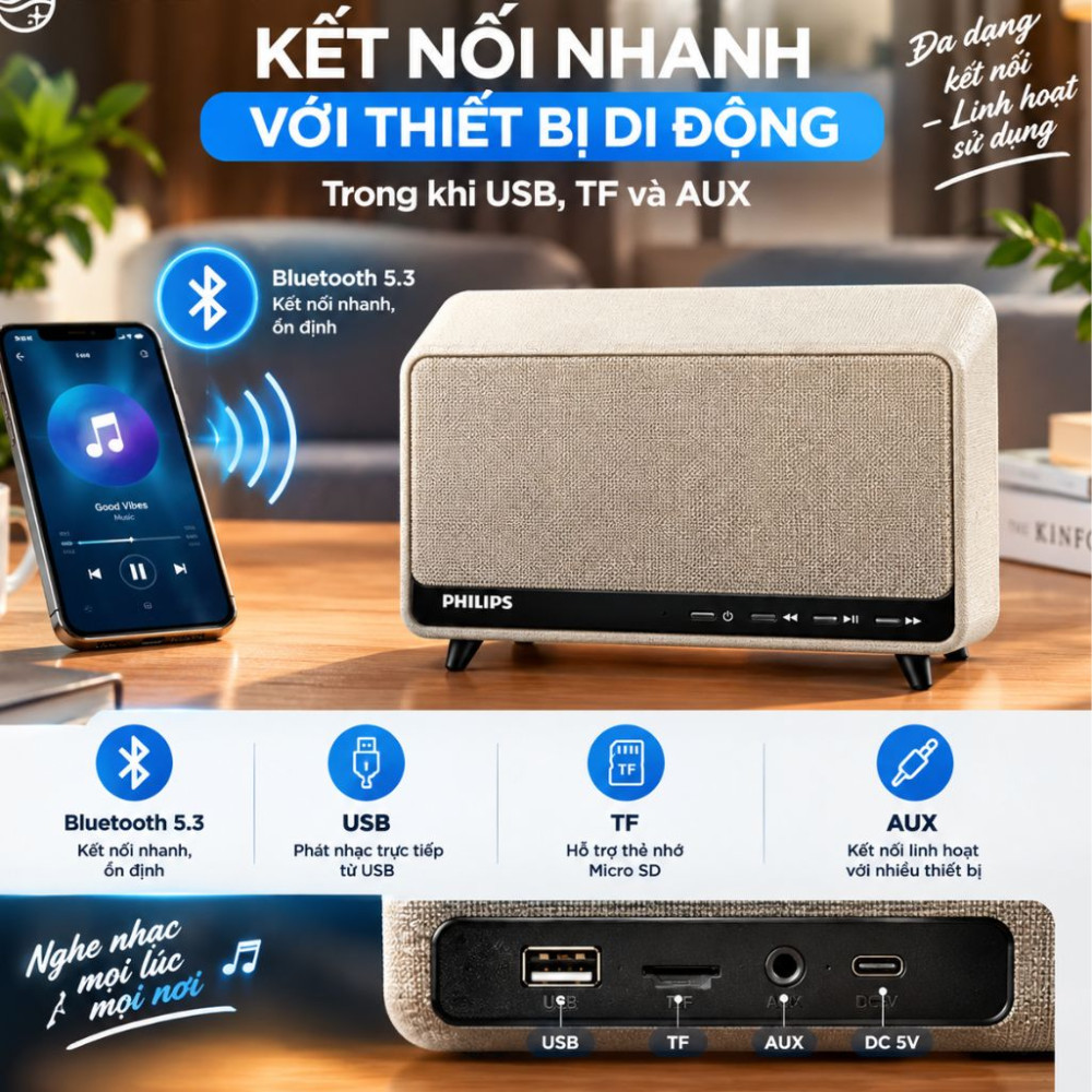 Loa Bluetooth PhilipsTAS6500WT/70 - Hàng chính hãng