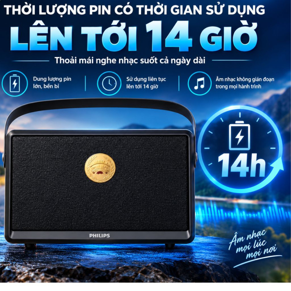 Loa Bluetooth Philips AS3002BK/70 - Hàng chính hãng