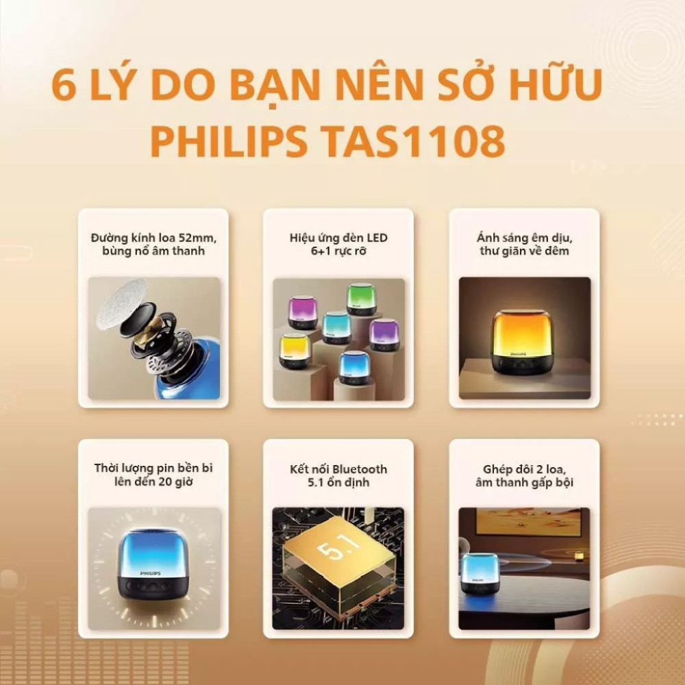 Loa bluetooth PhilipsTAS1108BK/70 - Hàng chính hãng