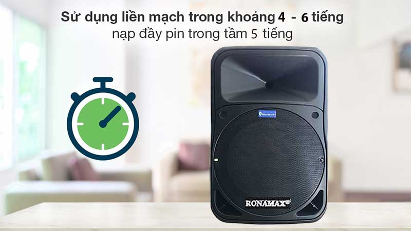 Thời gian sạc và sử dụng của Loa karaoke di động Ronamax B15