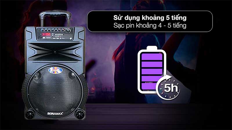 Thời gian sạc và sử dụng của Loa karaoke di động Ronamax N12