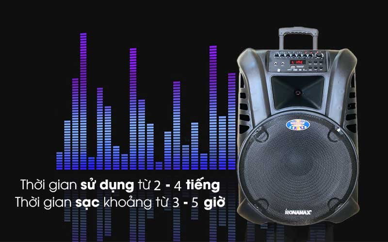 Thời gian sạc và sử dụng của Loa karaoke di động Ronamax S15
