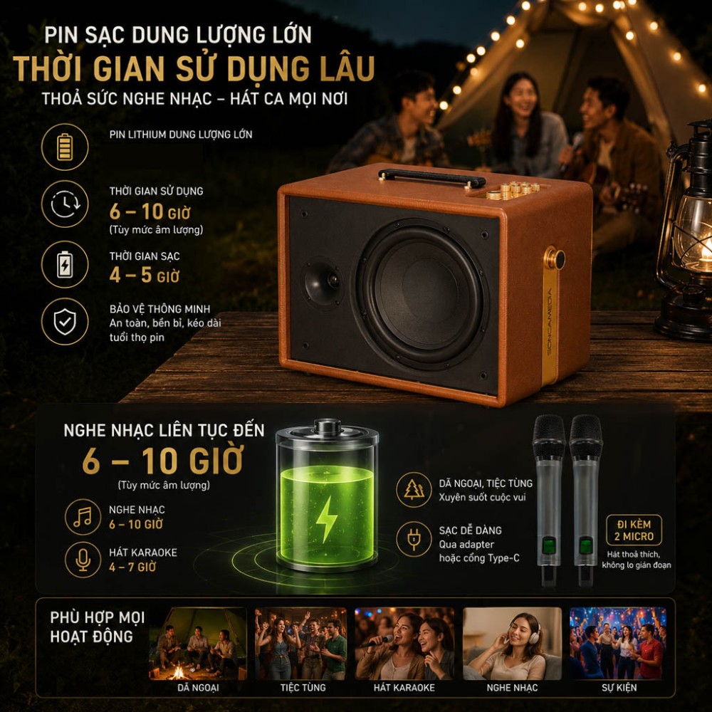 Loa karaoke xách tay Acnos D'AURIS 200 - Hàng chính hãng