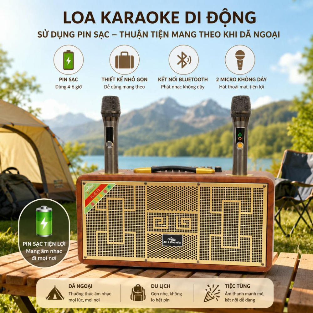 Loa karaoke xách tay Kiomic K631 - Hàng chính hãng