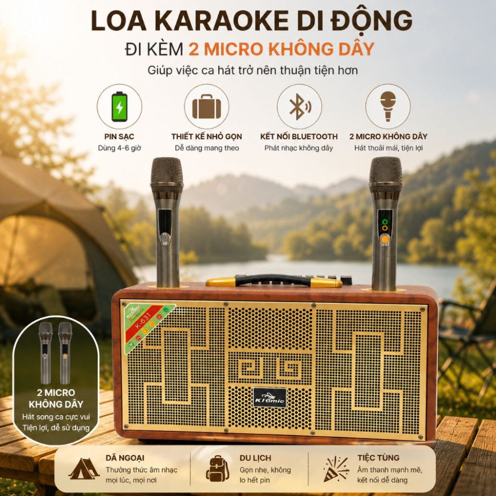 Loa karaoke xách tay Kiomic K631 - Hàng chính hãng
