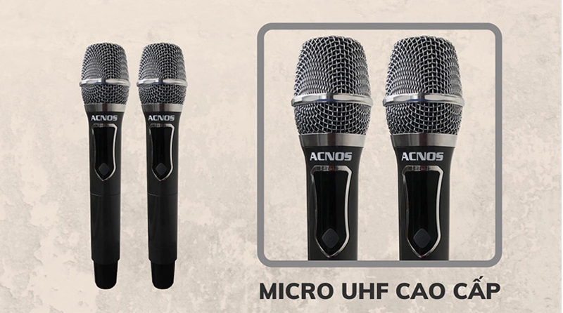 Loa được trang bị thêm 2 micro không dây chất lượng cao, cho bạn thỏa mãn niềm đam mê ca hát