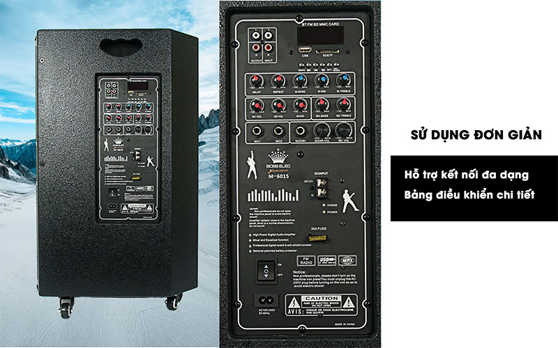Bảng điều khiển của Loa kéo di động VinaKTV Bosselec M6015