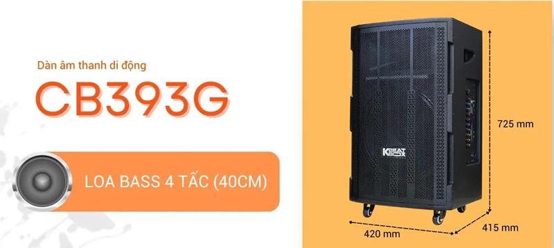 Kích thước của loa kéo di động Acnos CB393G