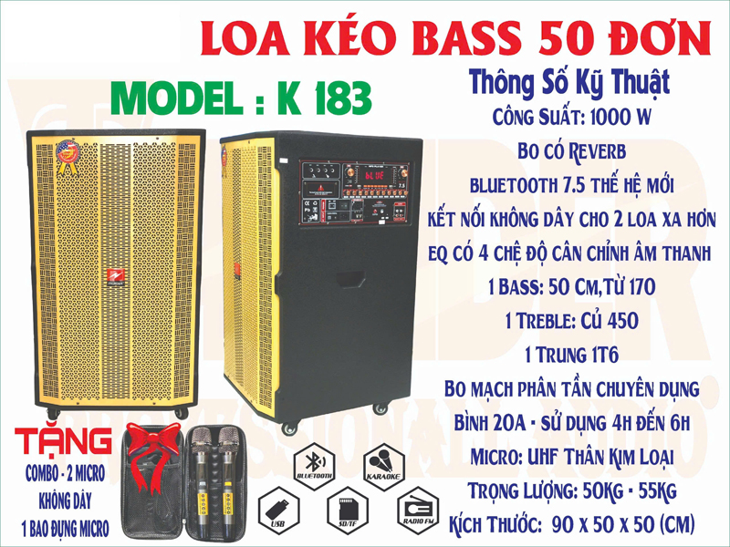 Thông số kỹ thuật của Loa kéo di động Thunder K183