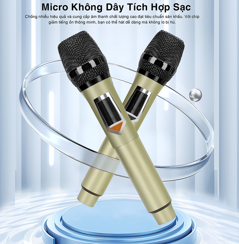 Loa còn được trang bị thêm 2 micro không dây cho bạn thỏa sức hát karaoke mọi lúc mọi nơi