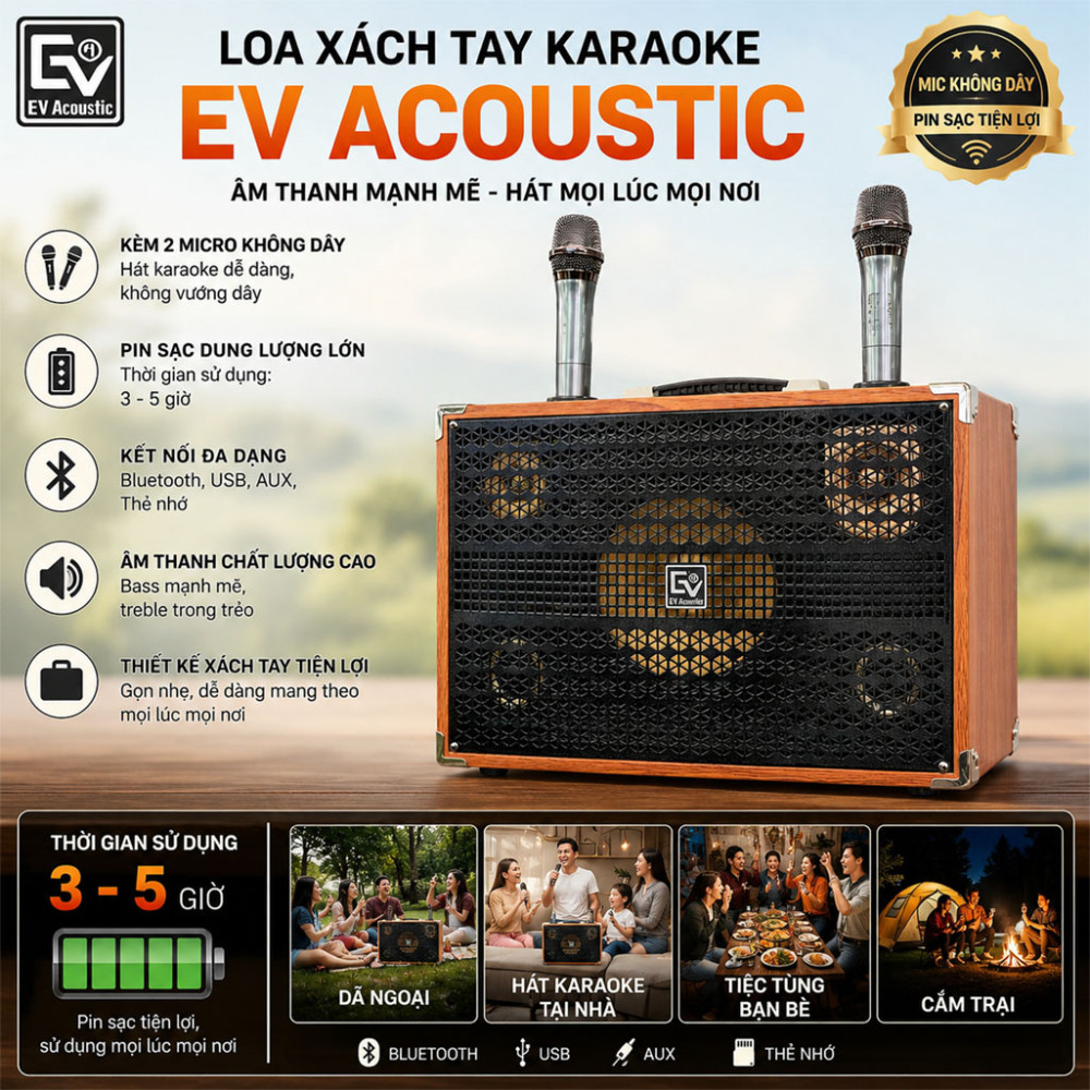 Loa xách tay EV Acoustic EV-203N - Hàng chính hãng