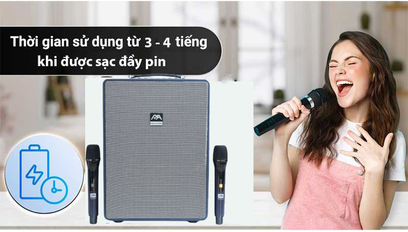 Thời gian sử dụng được trong 3 - 4 giờ sau khi sạc đầy pin