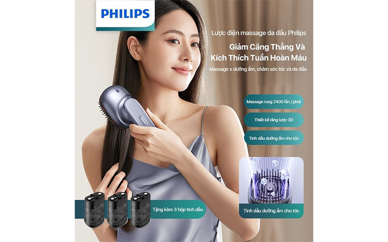 Lược điện massage da đầu Philips 1511