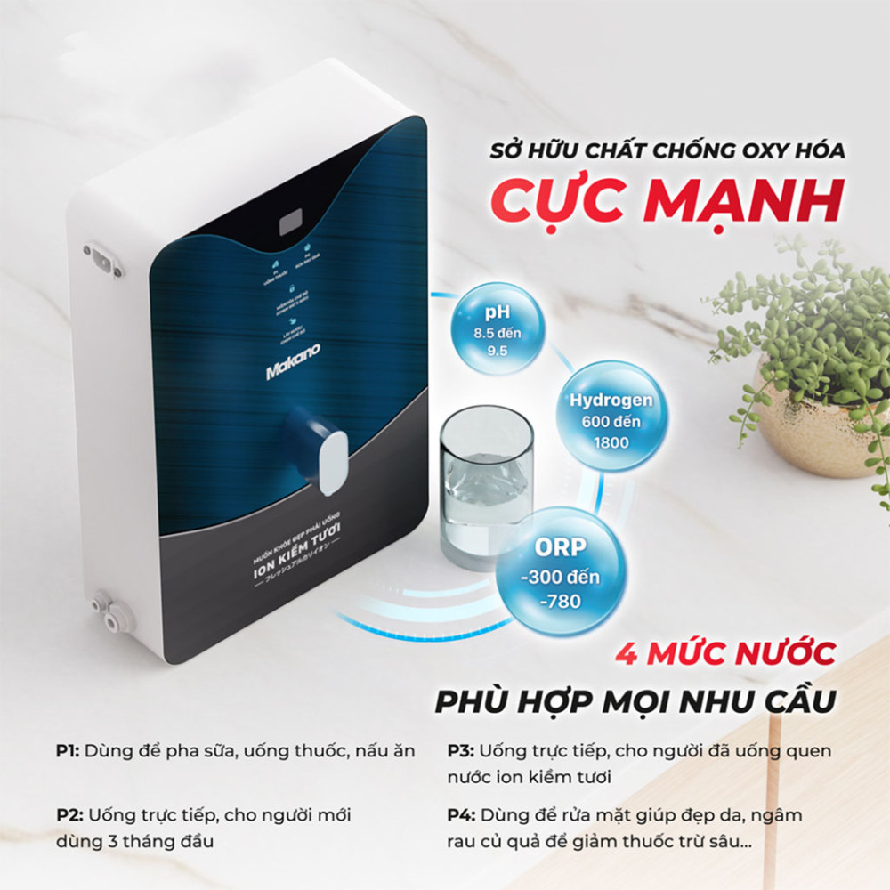 Máy biến đổi nước RO thành nước Ion kiềm tươi Makano MN070 - Hàng chính hãng
