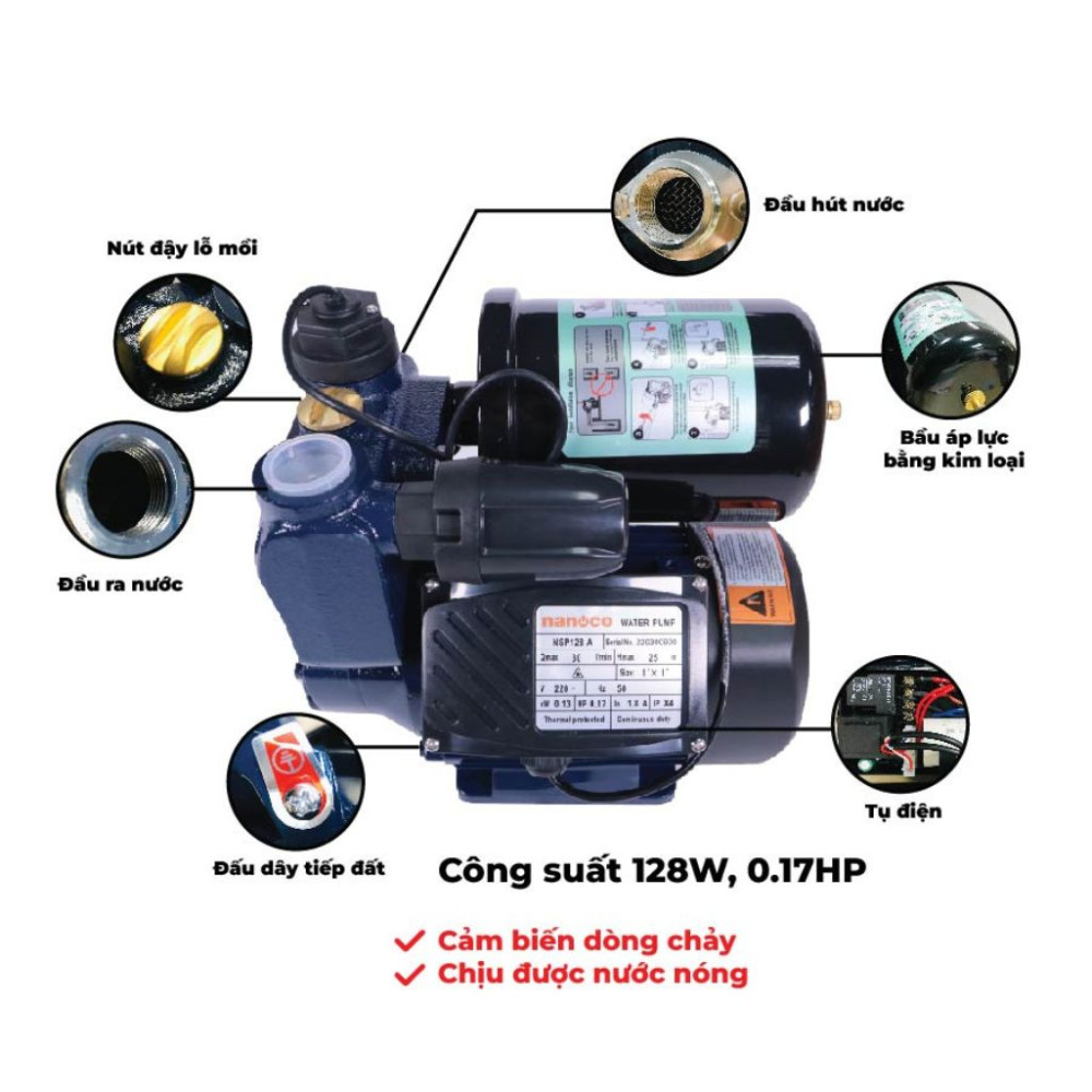 Máy bơm đẩy cao Nanoco NSP128 - Hàng chính hãng