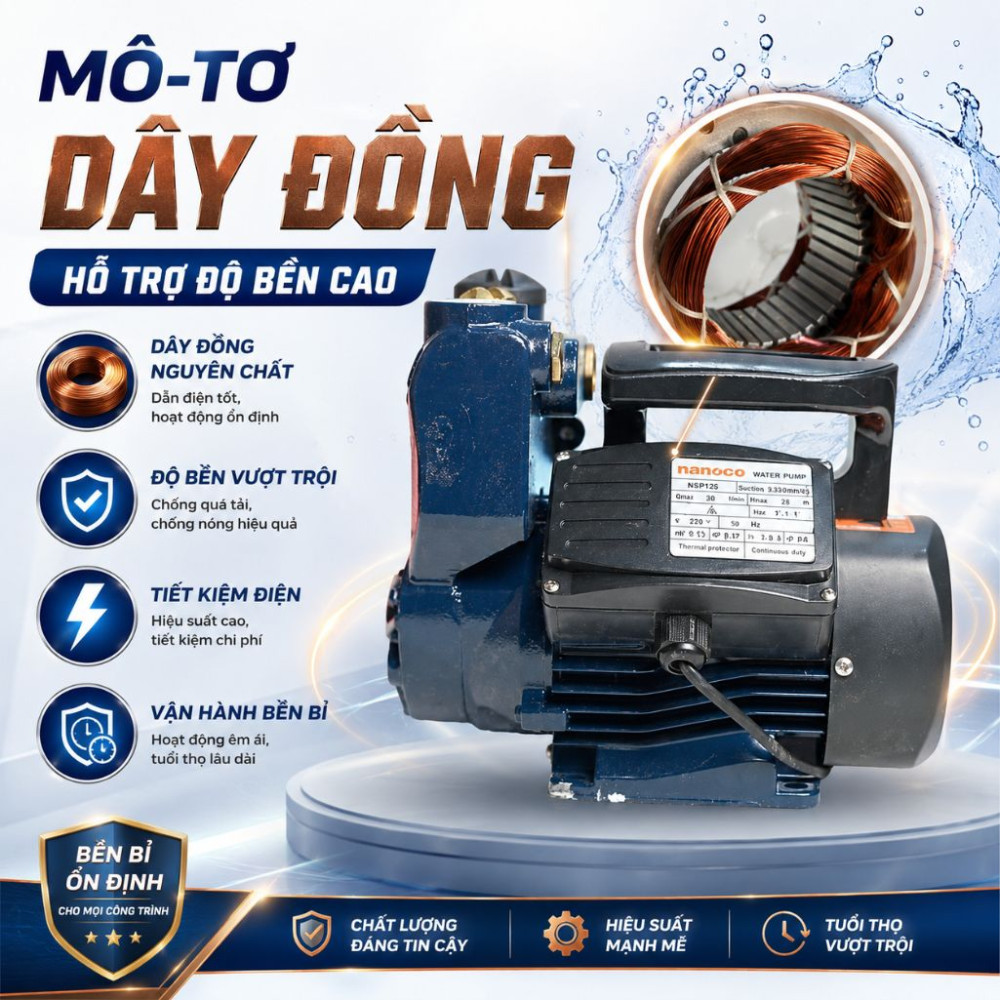 Máy bơm đẩy cao Nanoco NSP128 - Hàng chính hãng