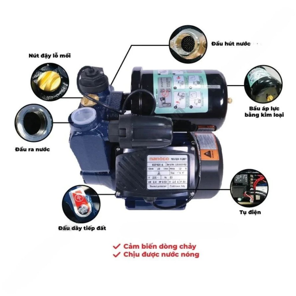 Máy bơm nước đẩy cao Nanoco NSP400 - Hàng chính hãng