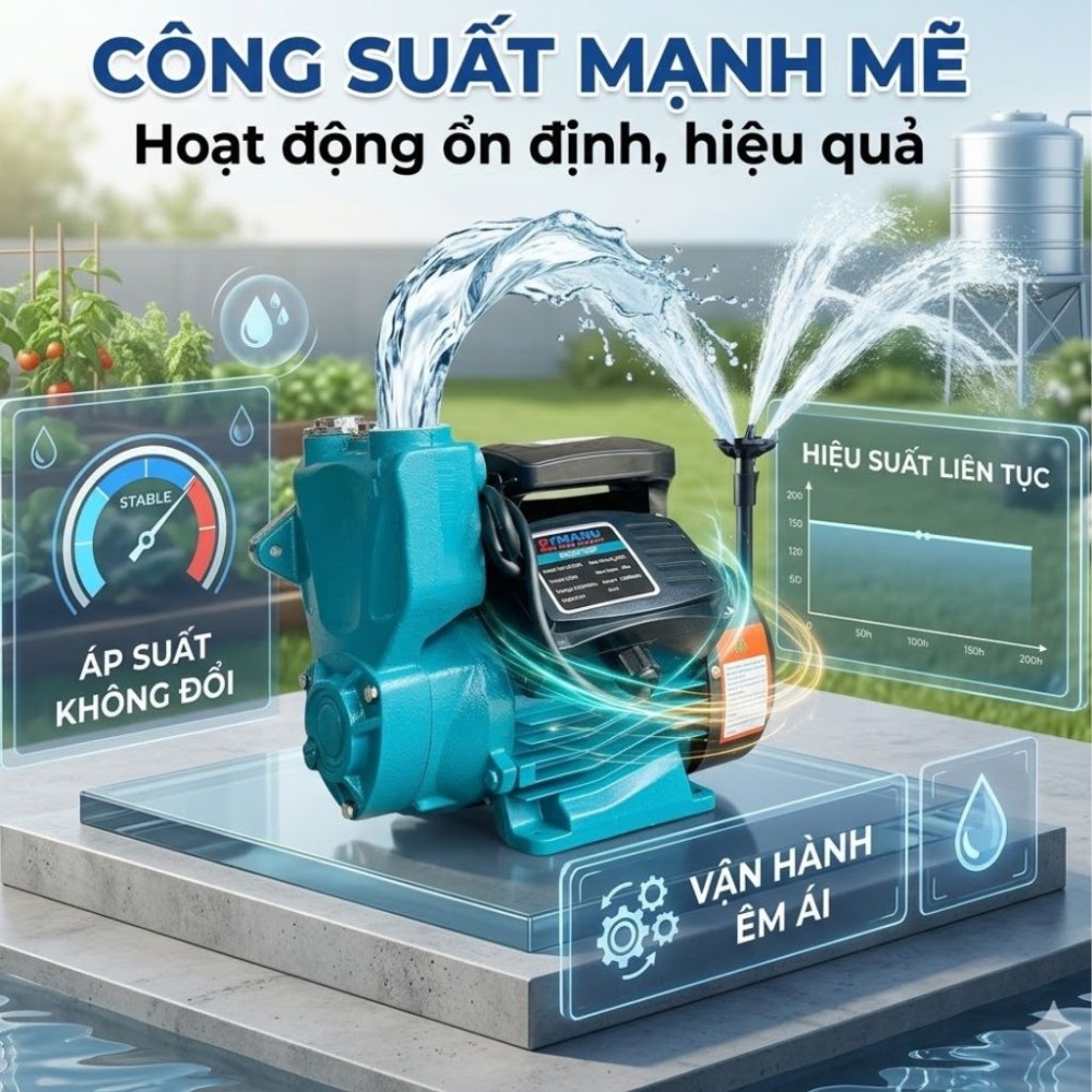 Máy bơm nước tăng áp Rymaru RY800A - Hàng chính hãng