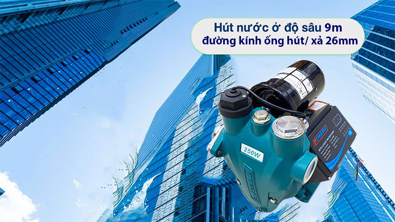 Khả năng hút sâu của Máy bơm tăng áp Rymaru RY250F