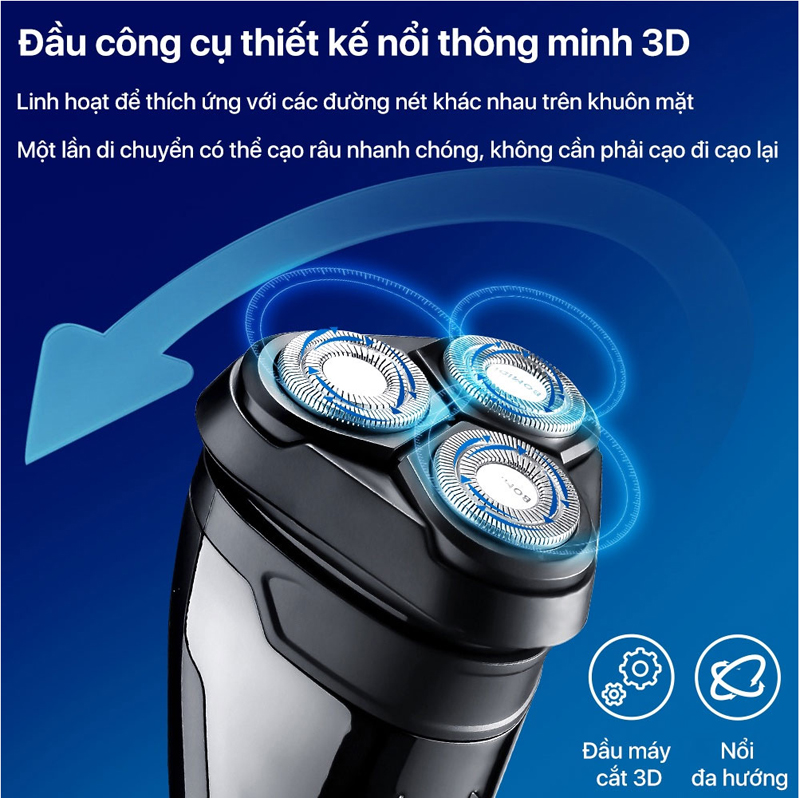 Đầu dao nổi thông minh 3D cho khả năng cạo mịn và ôm sát vào bề mặt