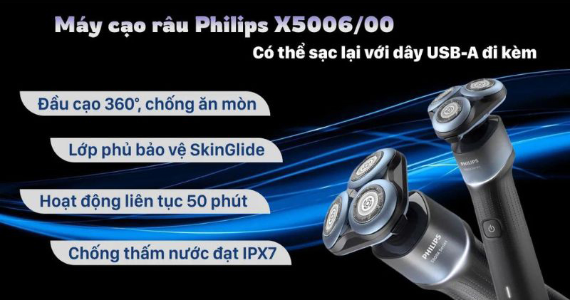 Tính năng nổi bật của máy cạo râu Philips X5006/00