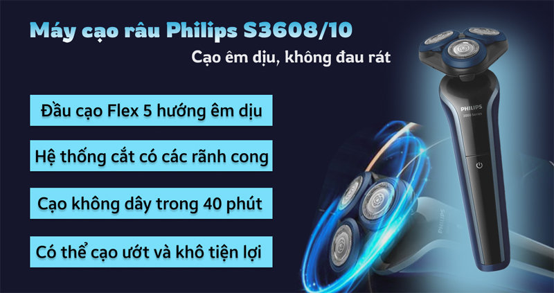 Đặc điểm nổi bật của máy cạo râu Philips S3608/10