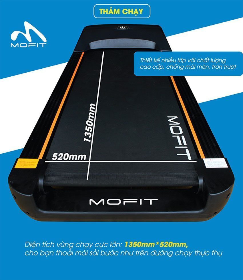 Thảm chạy rộng rãi của máy chạy bộ điện Mofit EVO3000
