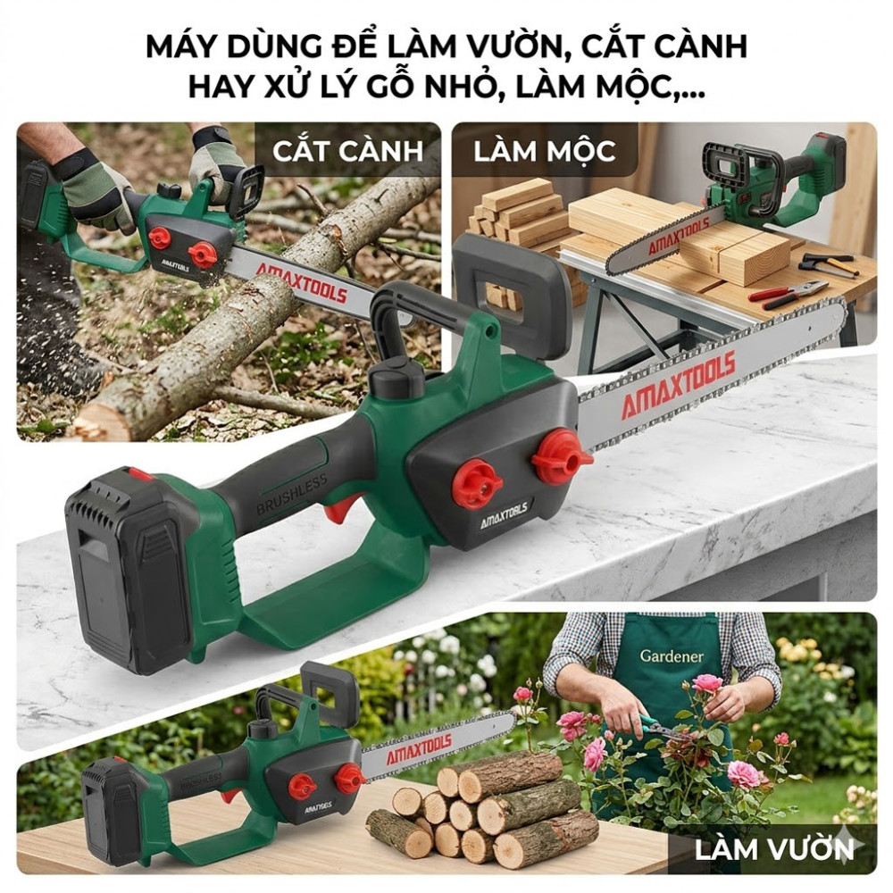 Máy cưa xích pin Amaxtools ACX31SM - Hàng chính hãng