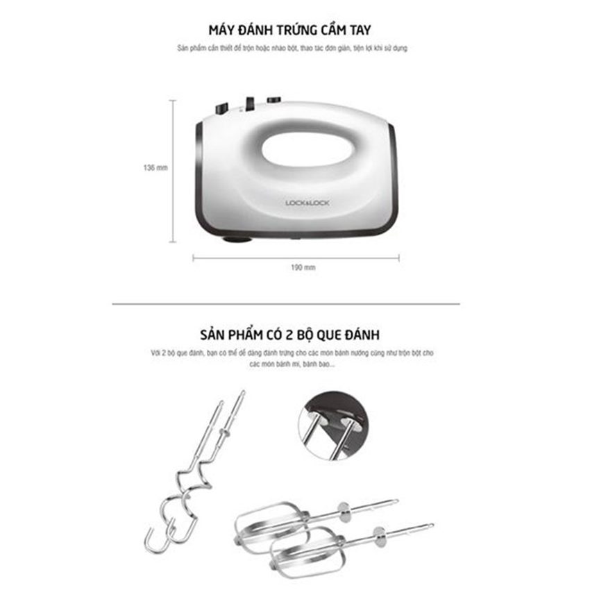 Chi tiết của máy đánh trứng Lock&Lock Hand Mixer EJM501BLK