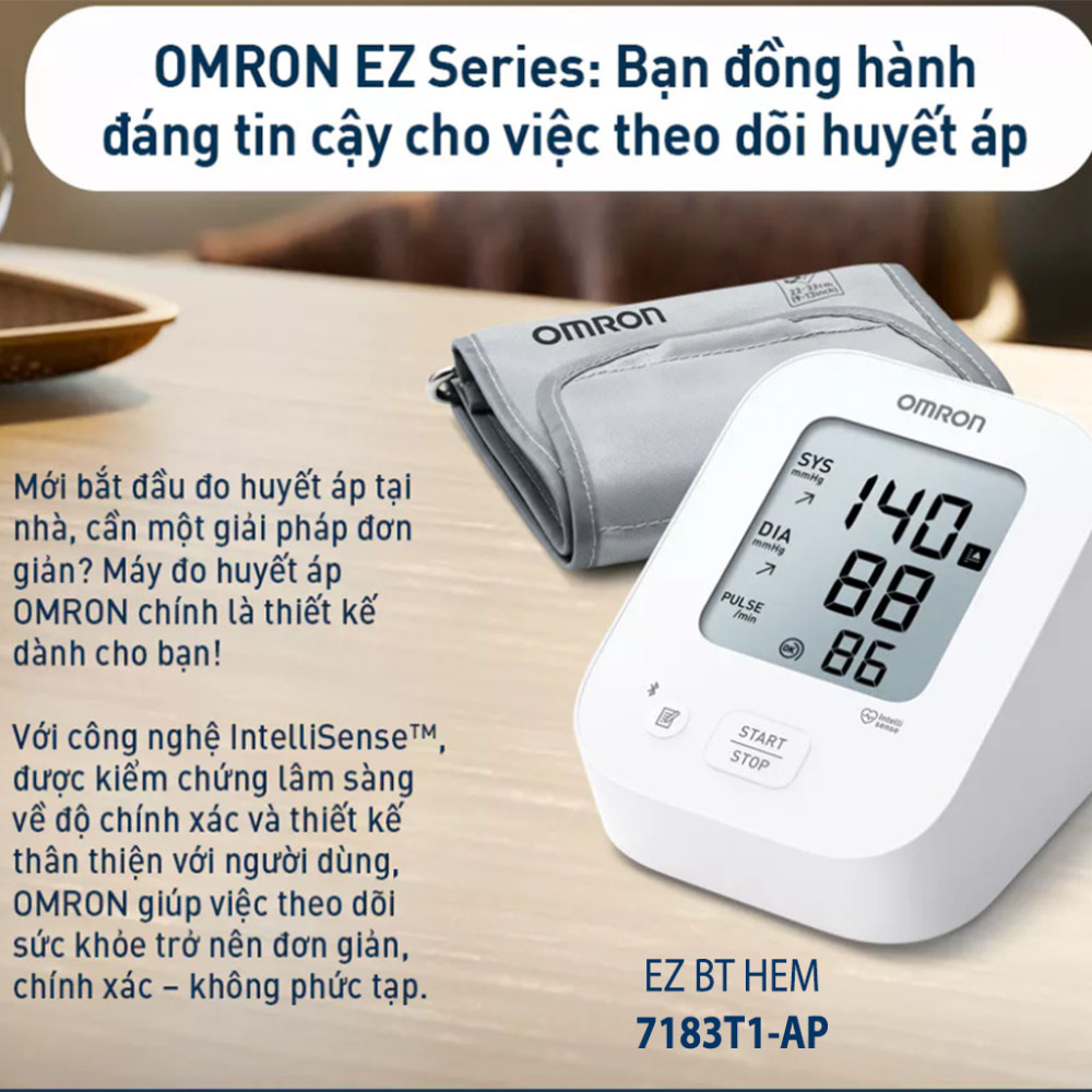 Máy đo huyết áp Omron EZ BT HEM-7183T1-AP - Không kèm Adapter - Hàng chính hãng