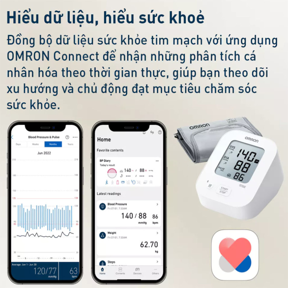 Máy đo huyết áp Omron EZ BT HEM-7183T1-AP - Không kèm Adapter - Hàng chính hãng