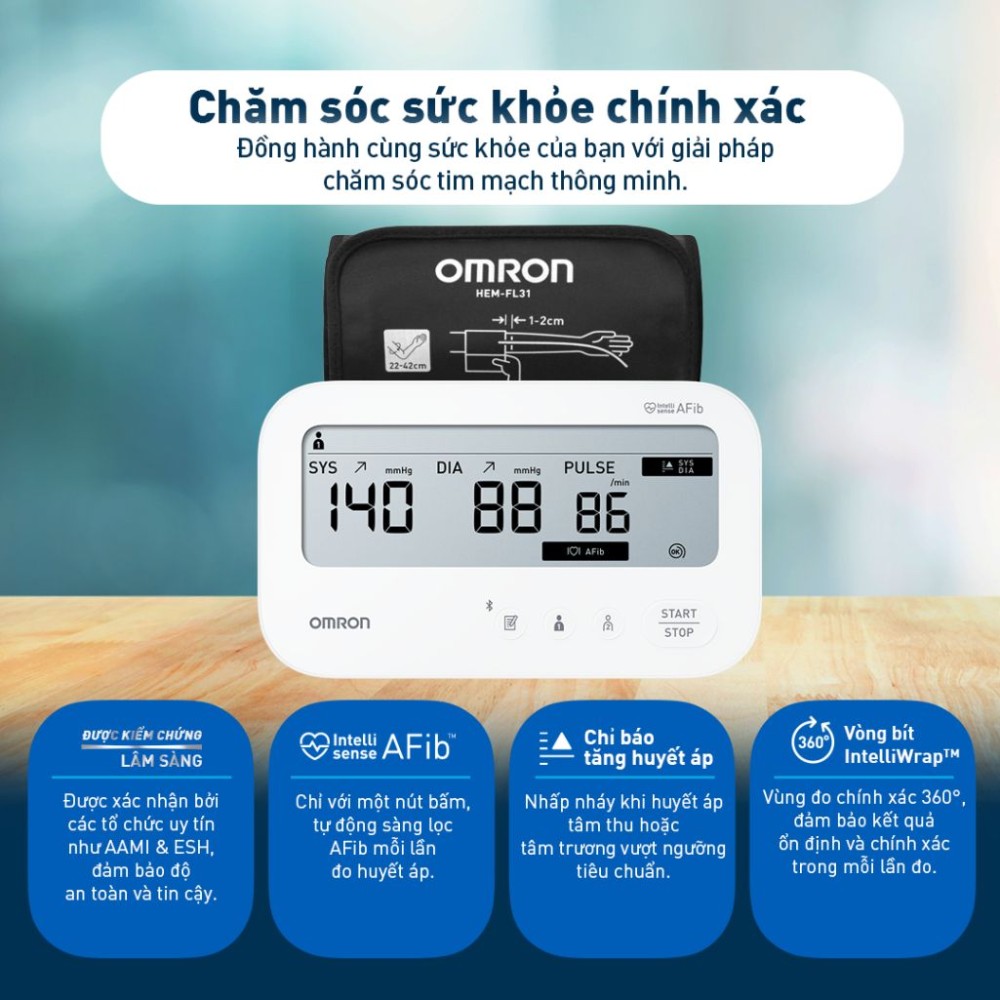 Máy đo huyết áp Omron IQ BT HEM-7194T1 - Hàng chính hãng
