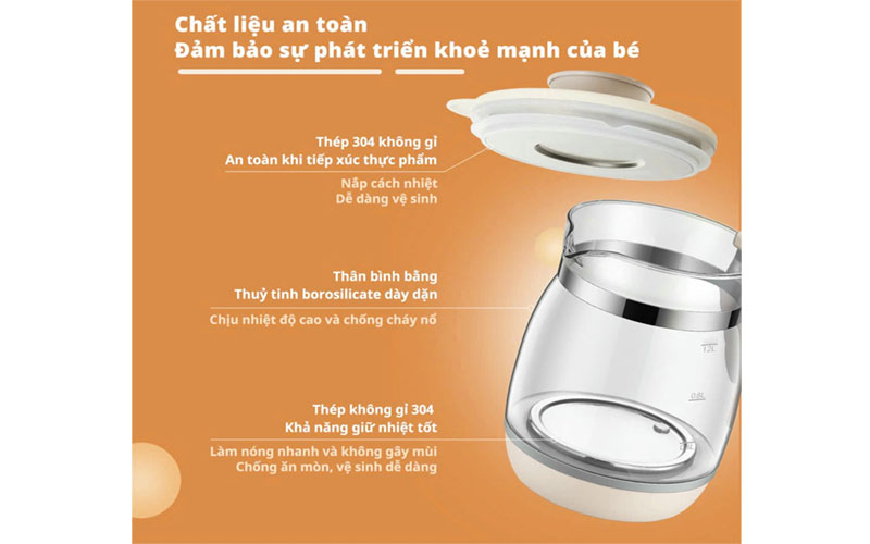 Chất liệu của Máy đun nước hâm sữa Bear WW-4H12L
