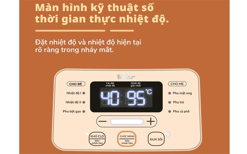 Bảng điều khiển của Máy đun nước hâm sữa Bear WW-4H12L