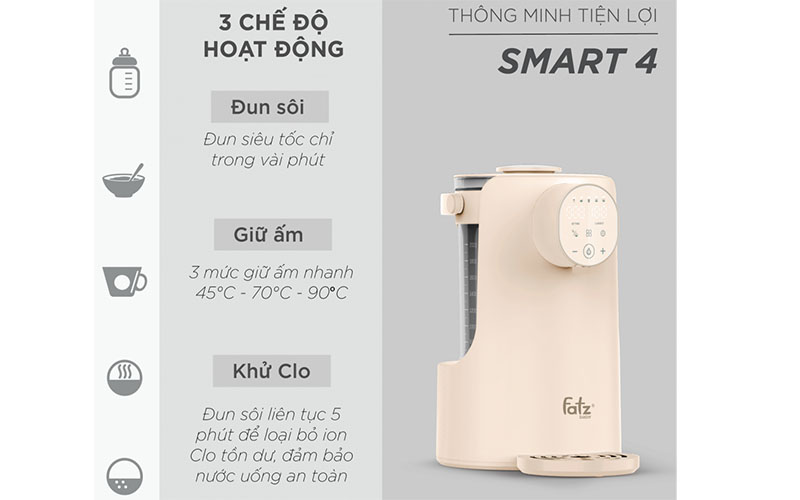 Chế độ hoạt động của Máy đun và hâm nước pha sữa Fatzbaby Smart 4 FB3819HB 