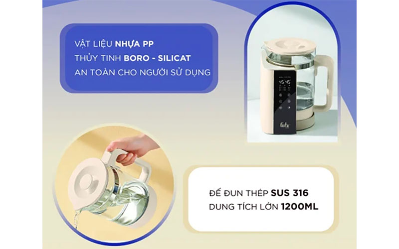 Chất liệu cấu tạo của Máy đun và hâm nước pha sữa QUICKPRO 1 Fatzbaby FB3511BT