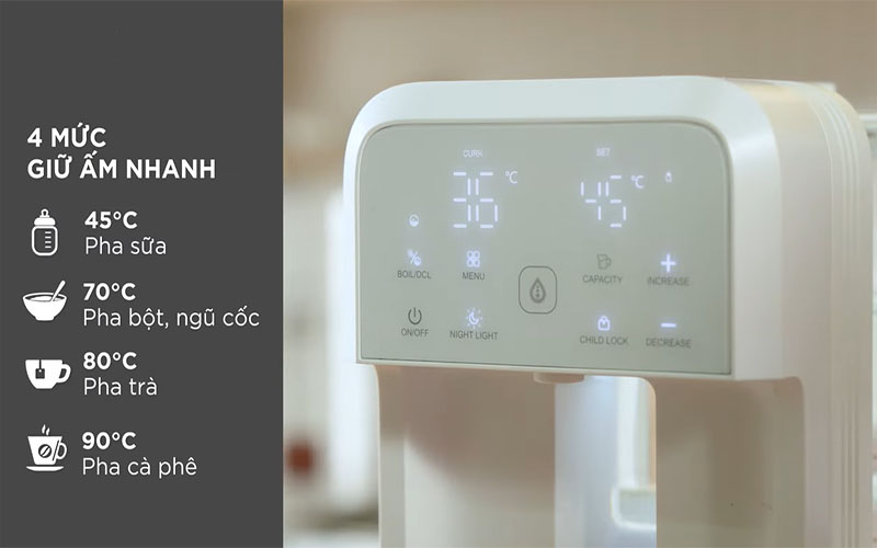 4 mức giữ ấm của Máy đun và hâm nước pha sữa Smart 10 Plus Fatzbaby FB3852BT