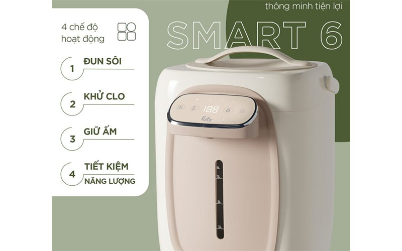 4 chế độ hoạt động của Máy đun và hâm nước pha sữa Smart 6 Fatzbaby FB3850HW