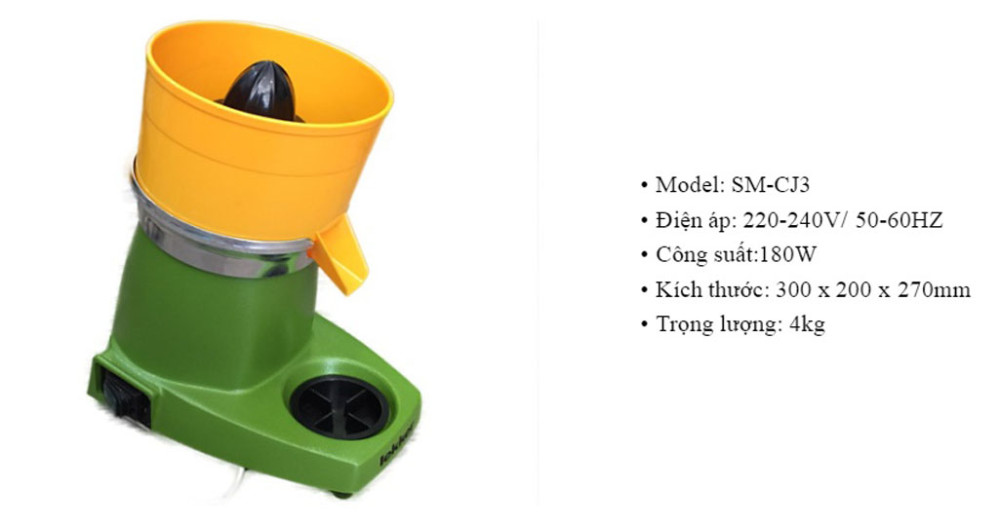 Thông sỗ lý thuật của máy ép cam bằng điện Juicer SM-CJ3