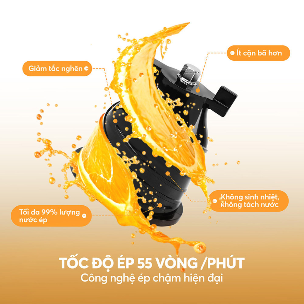 ông nghệ ép chậm, giữ nguyên dưỡng chất