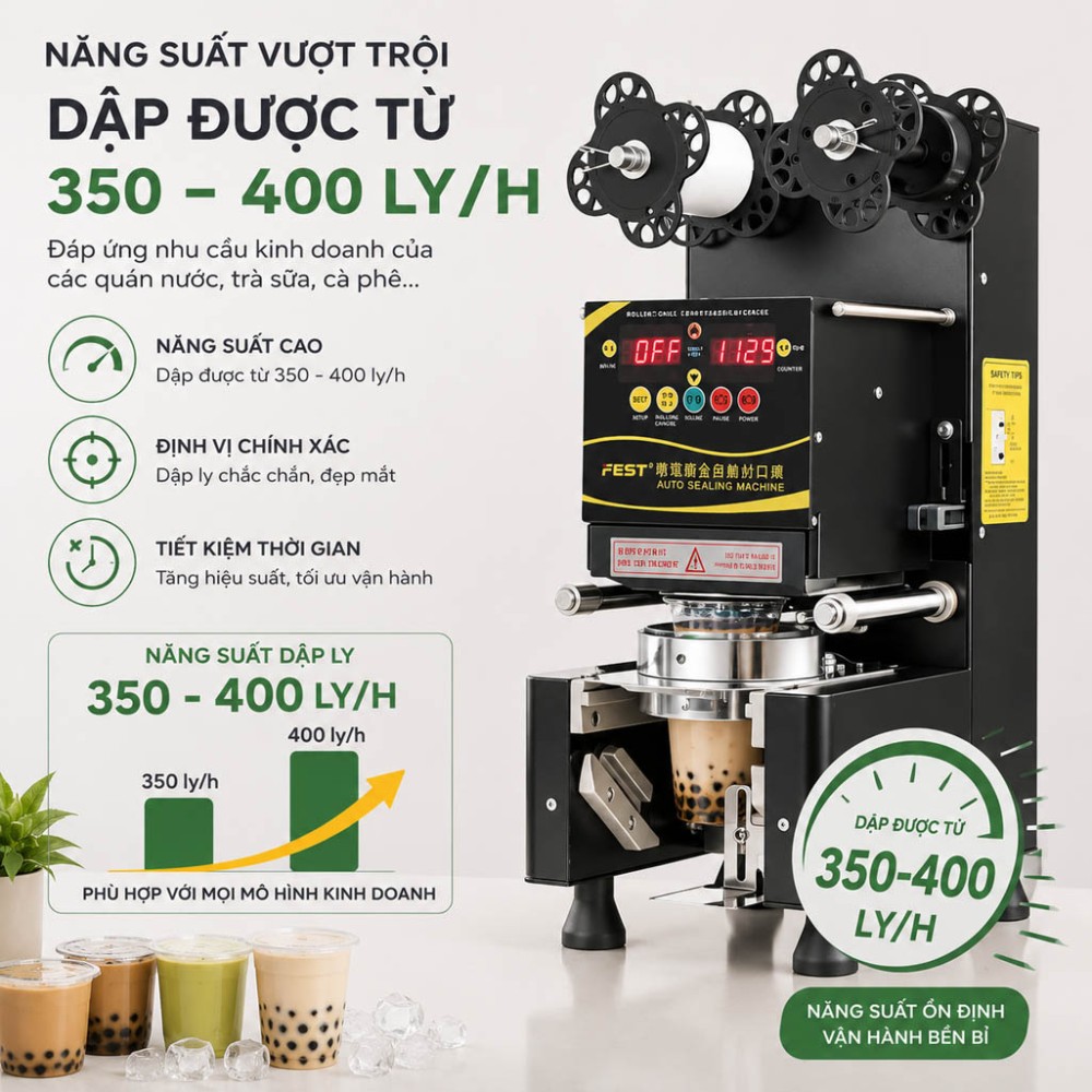 Máy ép miệng ly tự động Fest RC-115H - Hàng chính hãng