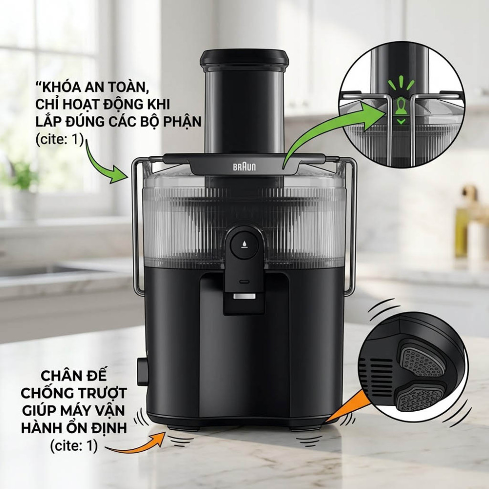 Máy ép trái cây Braun SJ5000 MultiJuice 5 Spin - Hàng chính hãng