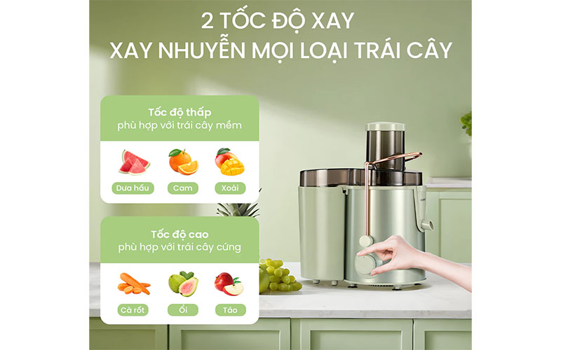 2 tốc độ xay của Máy ép trái cây Comfee CJC-28SGJ0A0