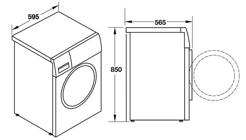 Kích thước của máy giặt 8kg Hafele HW-F60B 538.91.530