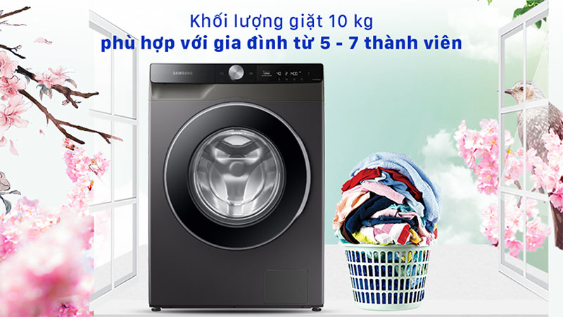 Khối lượng giặt của Máy giặt AI Inverter Samsung WW10T634DLX/SV