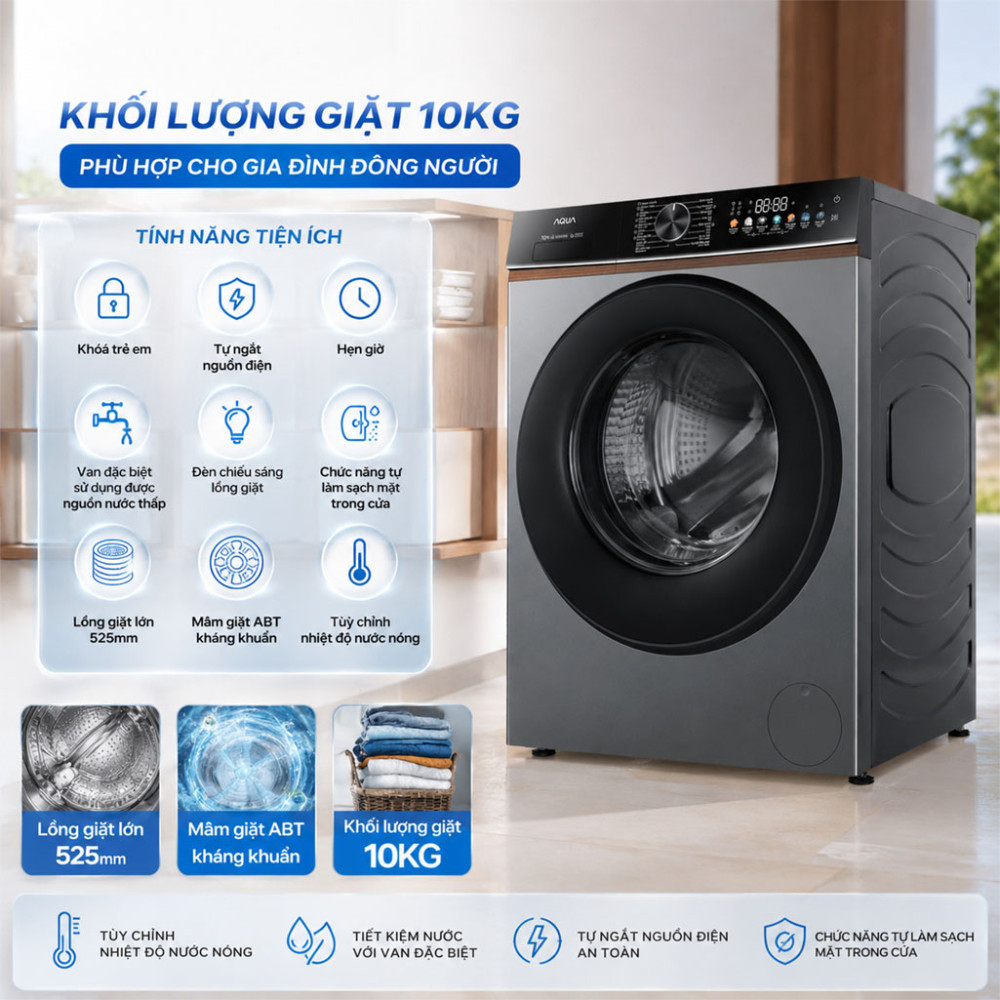 Máy giặt Aqua Inverter 10kg AW10-BP4657M(B) - Hàng chính hãng