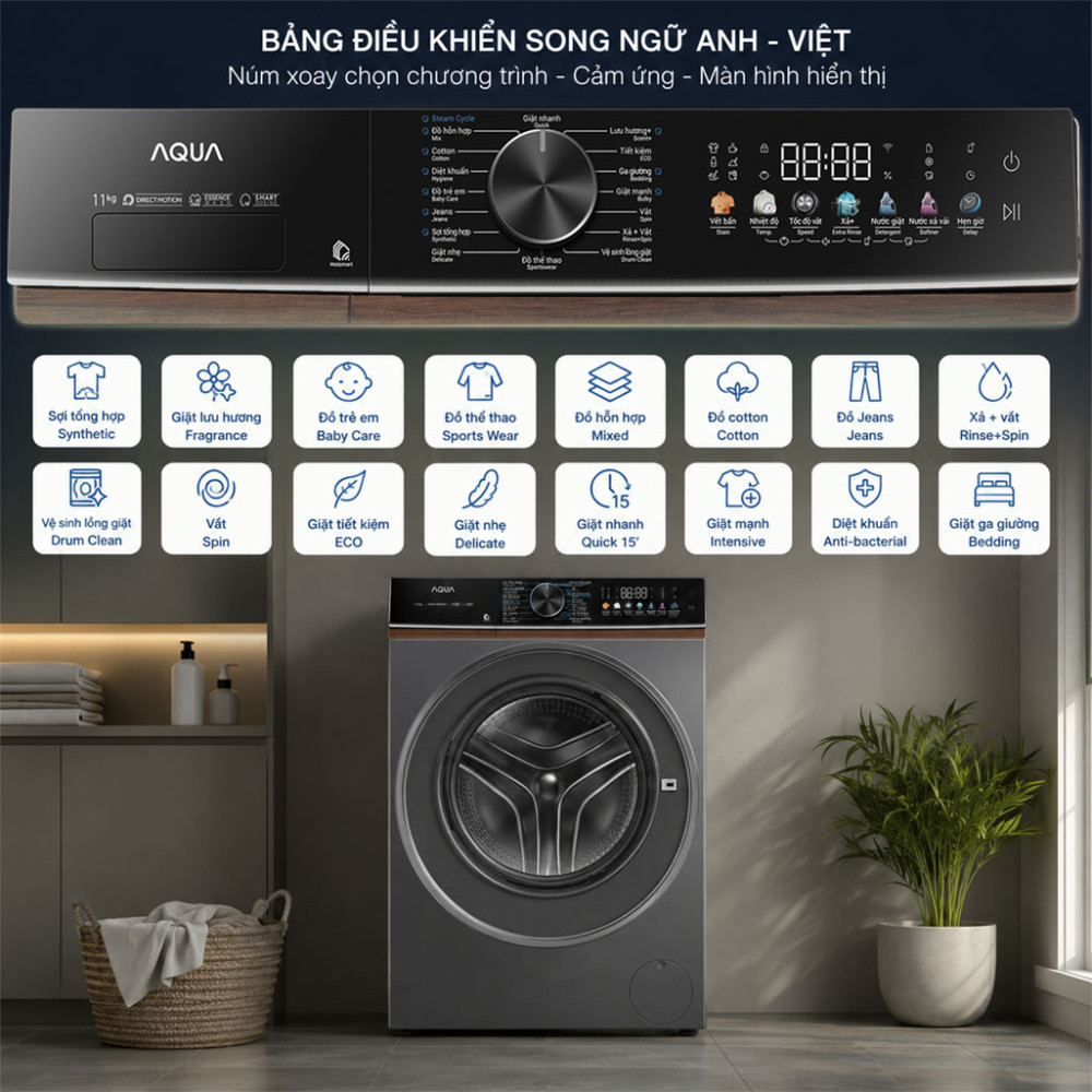 Máy giặt Aqua Inverter 11 kg AW11-BD4657U1M(GN) - Hàng chính hãng