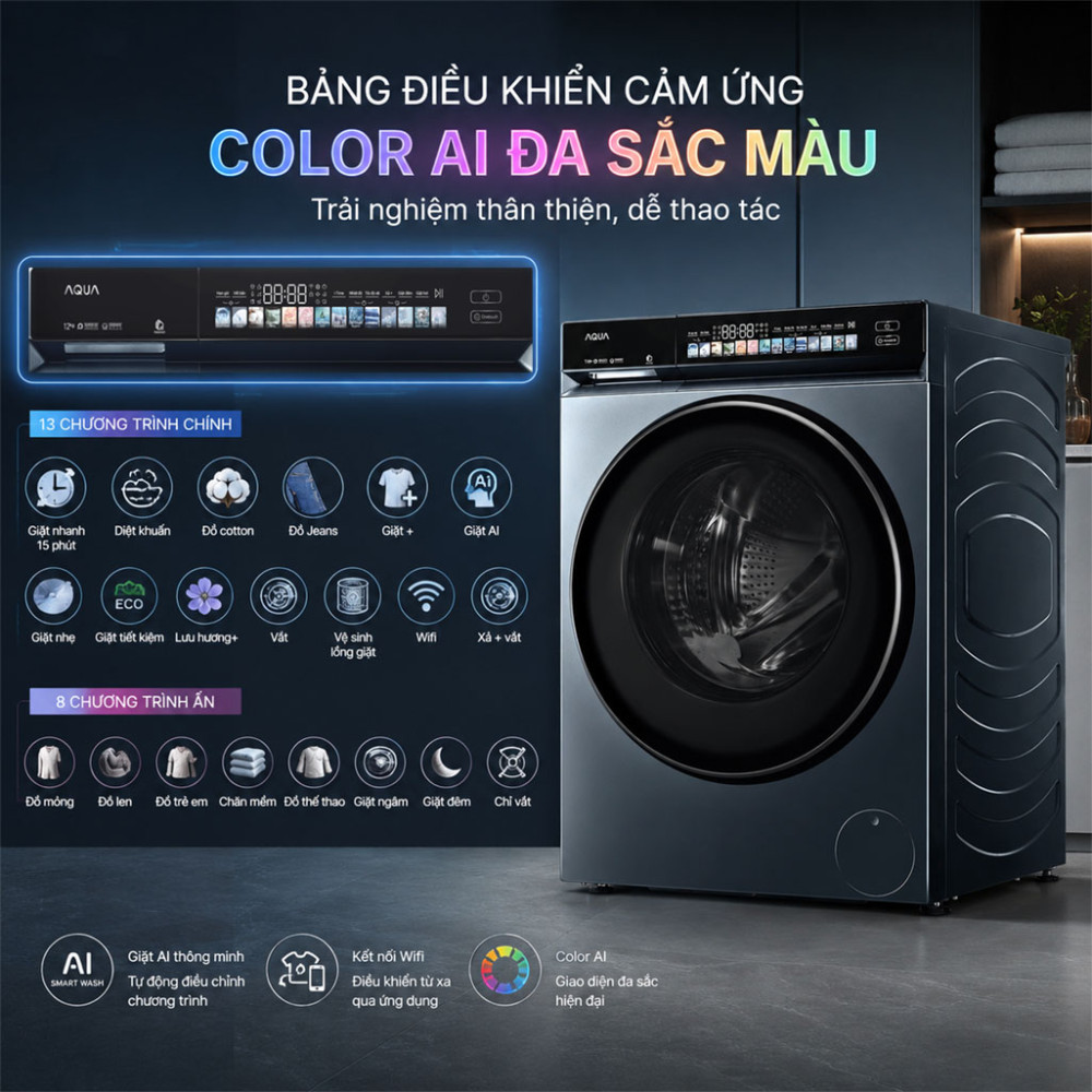 Máy giặt Aqua Inverter 12kg AW12-B4377U1L(GN) - Hàng chính hãng