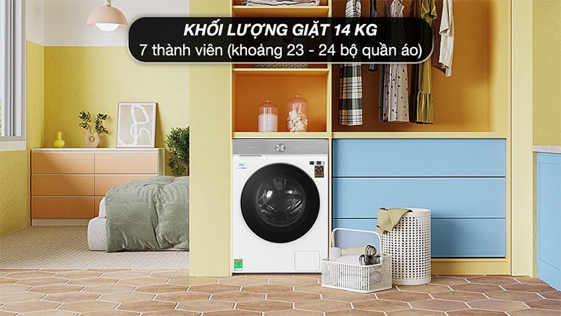 Khối lượng giặt của Máy giặt Bespoke AI Inverter 14kg Samsung WW14BB944DGHSV