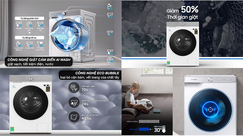 Công nghệ giặt của Máy giặt Bespoke AI Inverter 14kg Samsung WW14BB944DGHSV